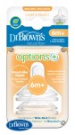 Náhradné silikónové cumlíky pre dojčenské fľašky Dr.Browns  options+ WIDE-NECK stupeň 3 – BPA FREE – 2 ks