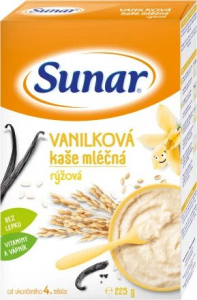 Sunar Vanilková kaša mliečna ryžová, 225 g
